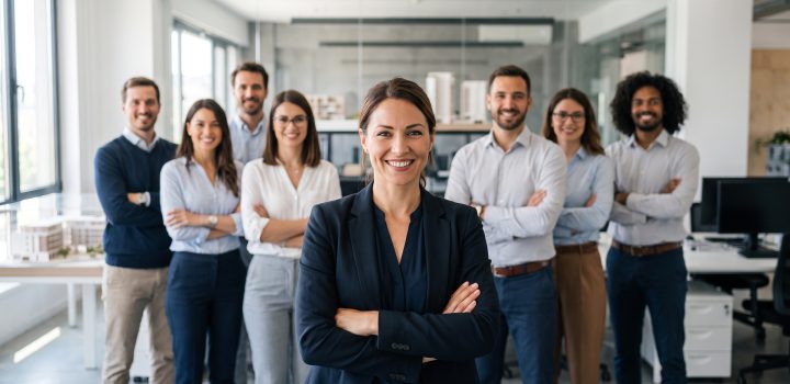 Property Management Team im Büro für digitales Service- und Ticketmanagement